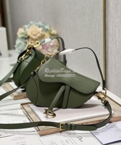 Replica Dior Saddle Bag With Strap Grained Calfskin M0455 Khaki 2