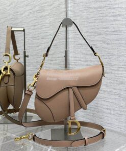 Replica Dior Saddle Bag With Strap Grained Calfskin M0455 Warm Taupe
