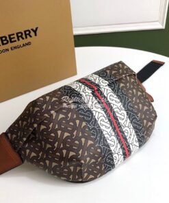 Replica Burberry Medium Monogram Stripe E-canvas Bum Bag 80172122 Brow 2