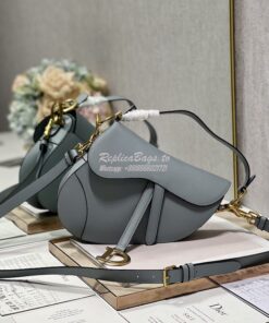 Replica Dior Saddle Bag With Strap Grained Calfskin M0455 Cloud Blue 2