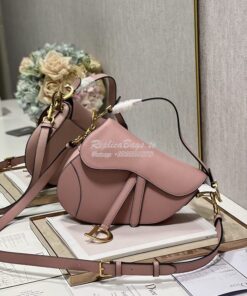 Replica Dior Saddle Bag With Strap Grained Calfskin M0455 Antique Pink
