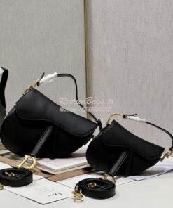 Replica Dior Saddle Bag With Strap Grained Calfskin M0455 Black