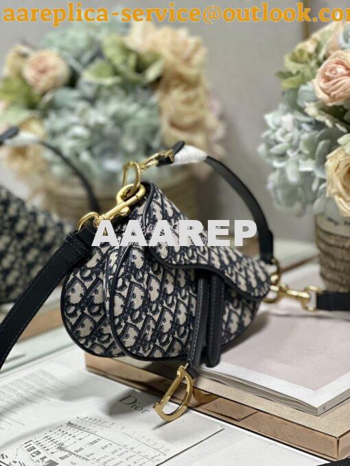 Replica Dior Saddle Bag With Strap Blue Oblique Jacquard M0455 4
