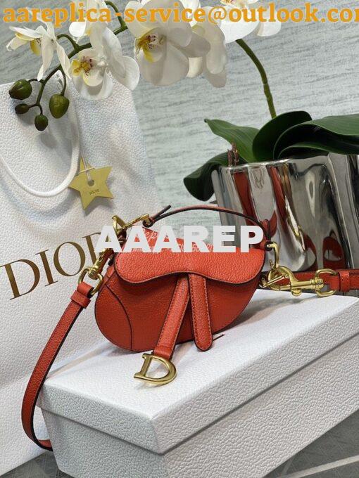 Replica Dior Micro Saddle Bag with Strap Orange Goatskin S5685