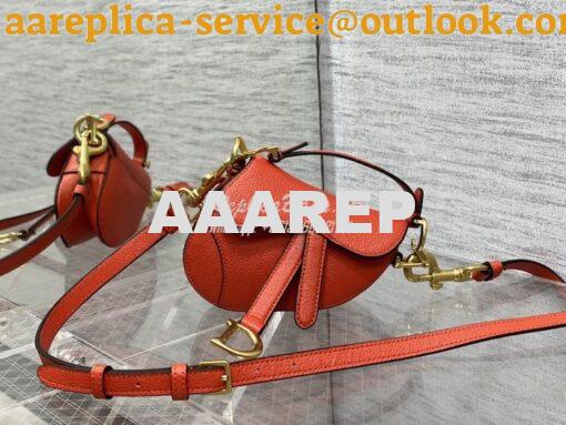 Replica Dior Micro Saddle Bag with Strap Orange Goatskin S5685 2
