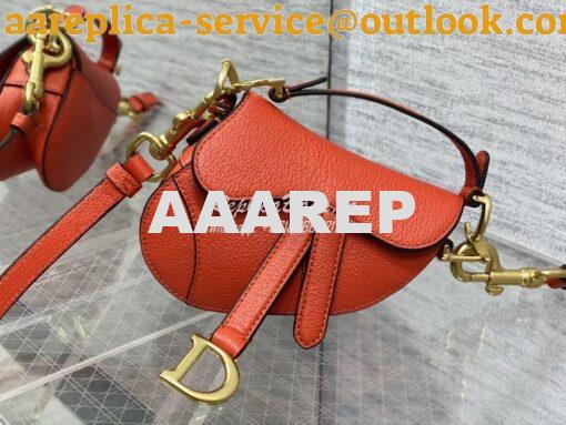 Replica Dior Micro Saddle Bag with Strap Orange Goatskin S5685 3