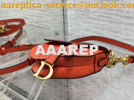 Replica Dior Micro Saddle Bag with Strap Orange Goatskin S5685 5