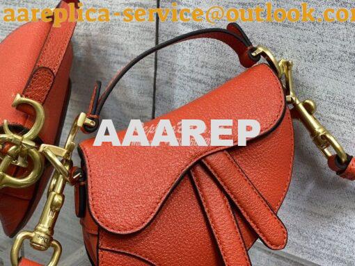 Replica Dior Micro Saddle Bag with Strap Orange Goatskin S5685 7