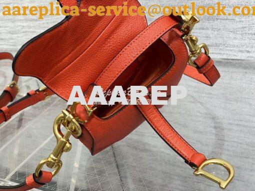 Replica Dior Micro Saddle Bag with Strap Orange Goatskin S5685 8
