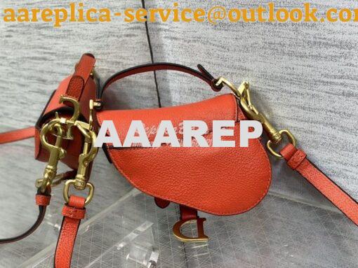Replica Dior Micro Saddle Bag with Strap Orange Goatskin S5685 10