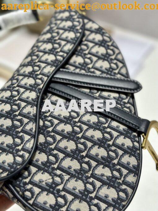 Replica Dior Saddle Bag With Strap Blue Oblique Jacquard M0455 16