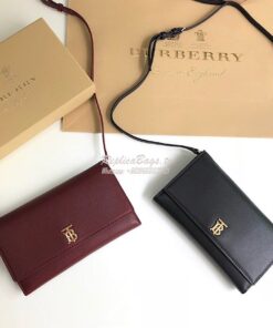 Replica Burberry Monogram Motif Leather Wallet with Detachable Strap 8