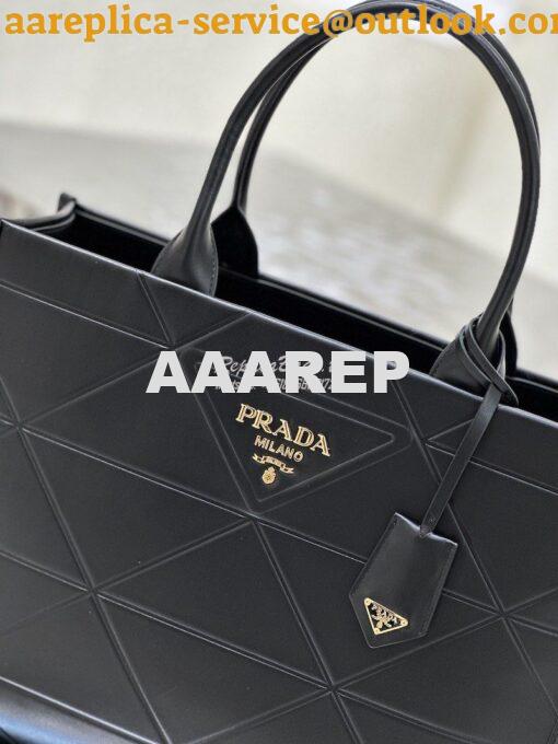 Replica Prada Large Leather Symbole Bag With Topstitching 1BA377 Black 4