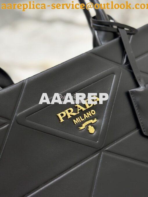 Replica Prada Large Leather Symbole Bag With Topstitching 1BA377 Black 5