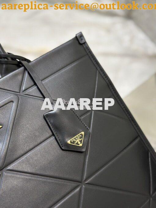 Replica Prada Large Leather Symbole Bag With Topstitching 1BA377 Black 6