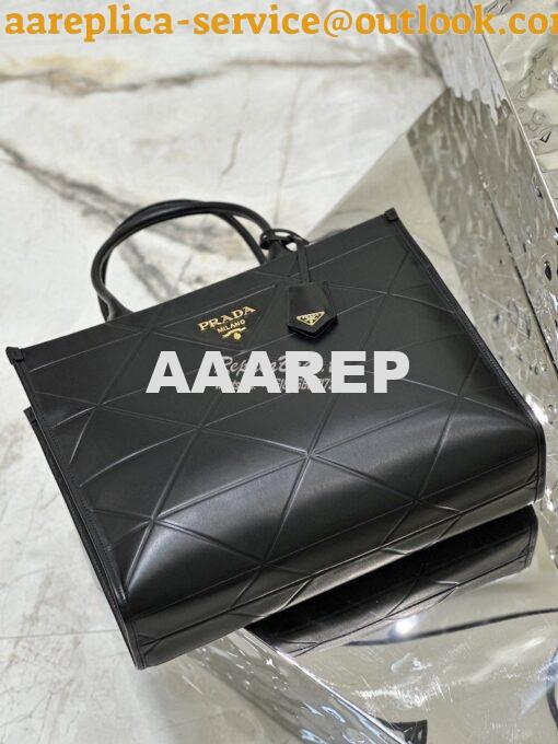 Replica Prada Large Leather Symbole Bag With Topstitching 1BA377 Black 7