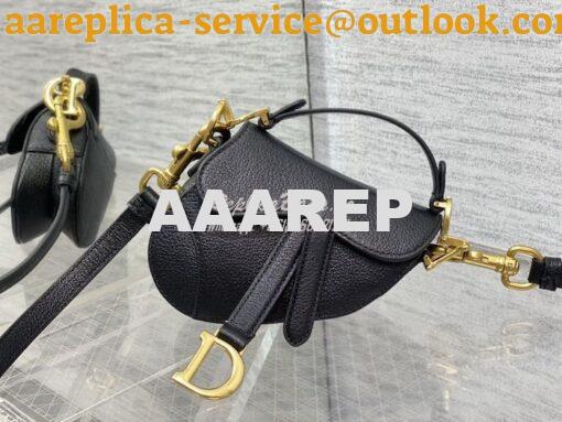 Replica Dior Micro Saddle Bag with Strap Black Goatskin S5685 3