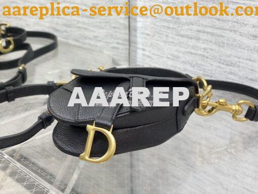 Replica Dior Micro Saddle Bag with Strap Black Goatskin S5685 4