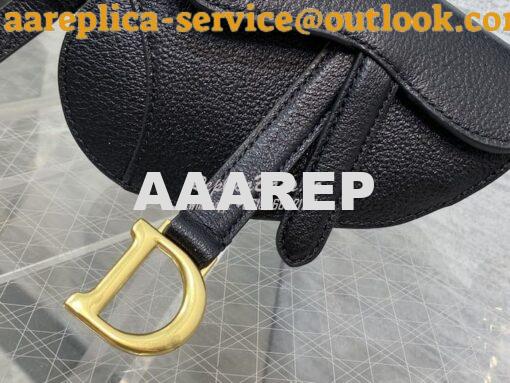Replica Dior Micro Saddle Bag with Strap Black Goatskin S5685 5