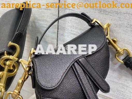 Replica Dior Micro Saddle Bag with Strap Black Goatskin S5685 6