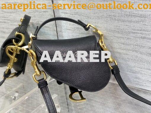 Replica Dior Micro Saddle Bag with Strap Black Goatskin S5685 8