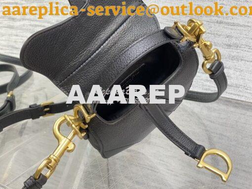 Replica Dior Micro Saddle Bag with Strap Black Goatskin S5685 9