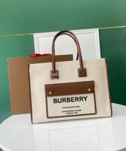 Replica Burberry Small Medium Two-tone Canvas and Leather Freya Tote 8 2