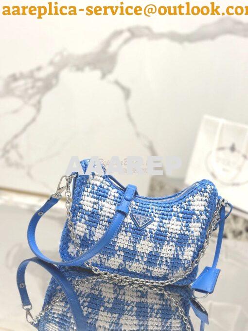 Replica Prada Re-Edition Crochet Mini-bag Raffia 1BC204 Light Blue 2