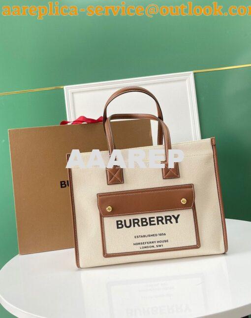 Replica Burberry Small Medium Two-tone Canvas and Leather Freya Tote 8 7
