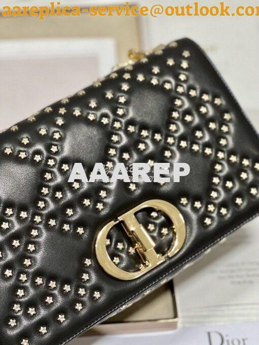 Replica Dior Medium Large Caro Bag Black Gold Lucky Star Cannage Lambs 13