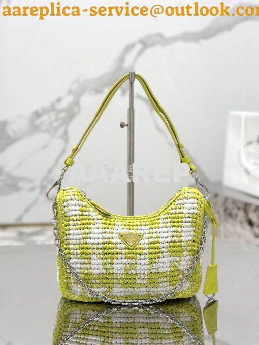 Replica Prada Re-Edition Crochet Mini-bag Raffia 1BC204 Citron Yellow