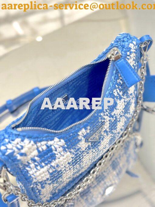 Replica Prada Re-Edition Crochet Mini-bag Raffia 1BC204 Light Blue 8