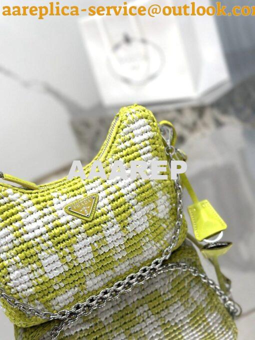 Replica Prada Re-Edition Crochet Mini-bag Raffia 1BC204 Citron Yellow 5