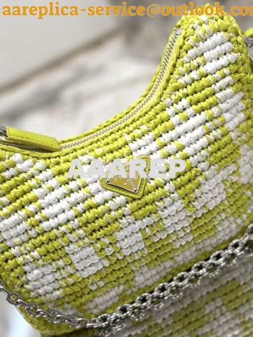 Replica Prada Re-Edition Crochet Mini-bag Raffia 1BC204 Citron Yellow 7