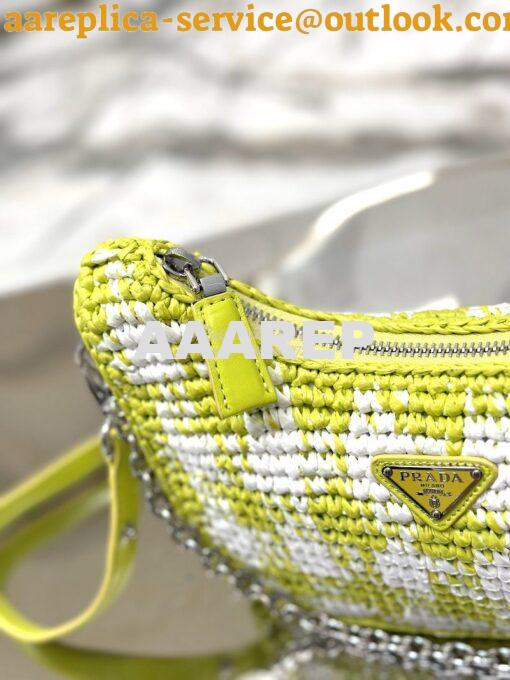 Replica Prada Re-Edition Crochet Mini-bag Raffia 1BC204 Citron Yellow 8