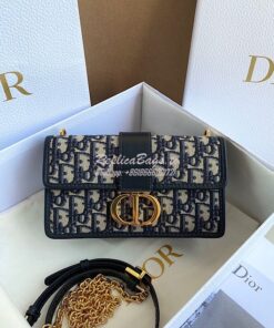 Replica Dior 30 Montaigne East-west Bag With Chain Blue Oblique Jacqua