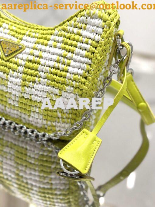 Replica Prada Re-Edition Crochet Mini-bag Raffia 1BC204 Citron Yellow 9
