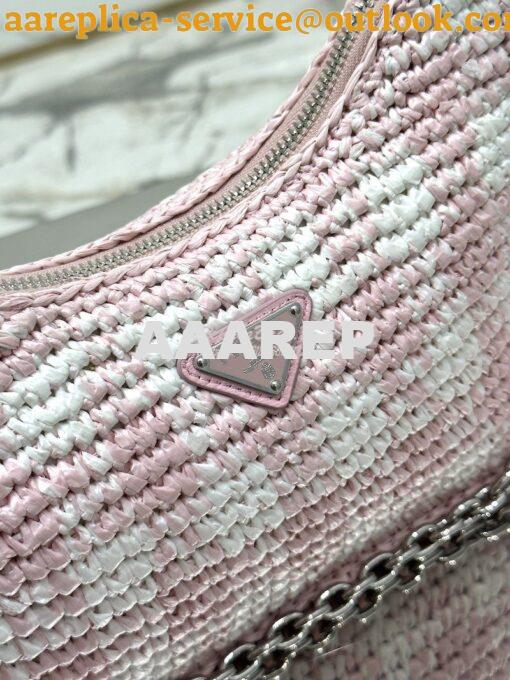 Replica Prada Re-Edition Crochet Mini-bag Raffia 1BC204 Alabaster Pink 8
