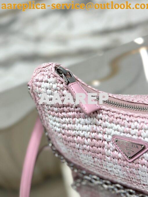 Replica Prada Re-Edition Crochet Mini-bag Raffia 1BC204 Alabaster Pink 10