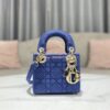 Replica Dior Micro Lady Dior Bag Blue Metallic Canvas Embroidered with