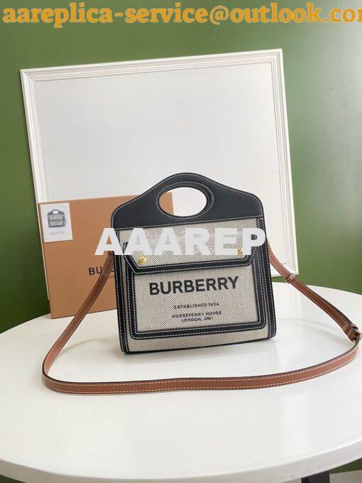 Replica Burberry Mini Two-tone Canvas and Leather Pocket Bag 80146151
