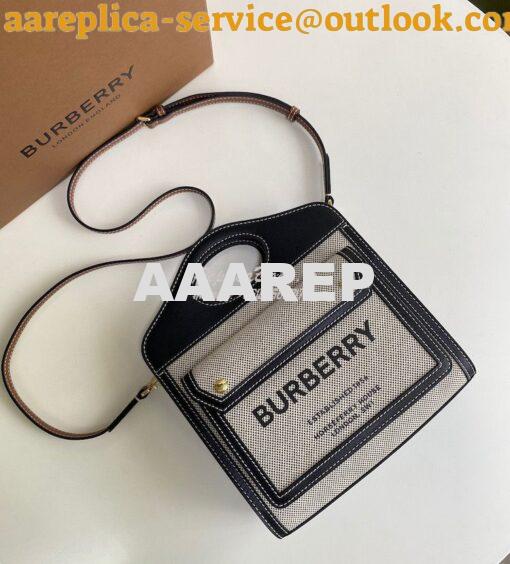 Replica Burberry Mini Two-tone Canvas and Leather Pocket Bag 80146151 2