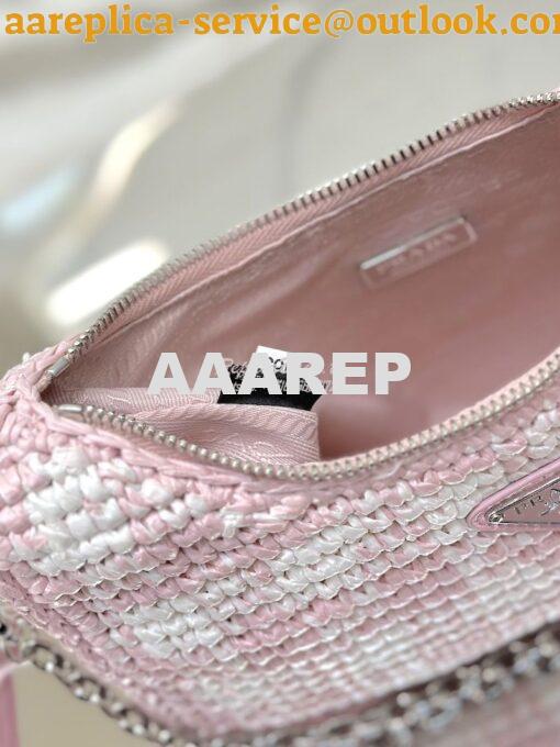 Replica Prada Re-Edition Crochet Mini-bag Raffia 1BC204 Alabaster Pink 12