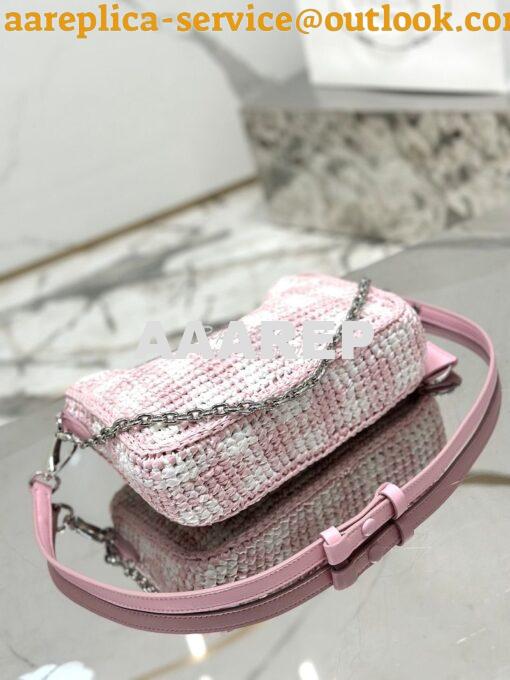 Replica Prada Re-Edition Crochet Mini-bag Raffia 1BC204 Alabaster Pink 14