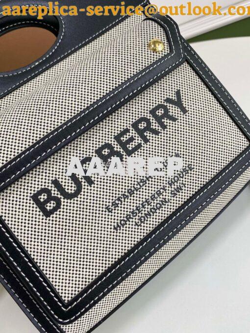 Replica Burberry Mini Two-tone Canvas and Leather Pocket Bag 80146151 5