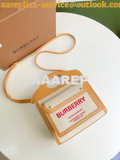 Replica Burberry Mini Two-tone Canvas and Leather Pocket Bag 80146151 3