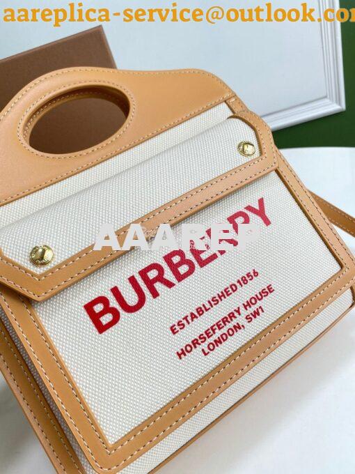 Replica Burberry Mini Two-tone Canvas and Leather Pocket Bag 80146151 4