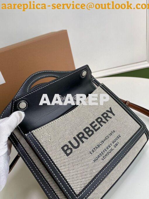 Replica Burberry Mini Two-tone Canvas and Leather Pocket Bag 80146151 7