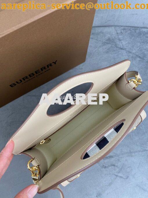 Replica Burberry Mini Check Cotton and Leather Pocket Bag Beige 802806 8