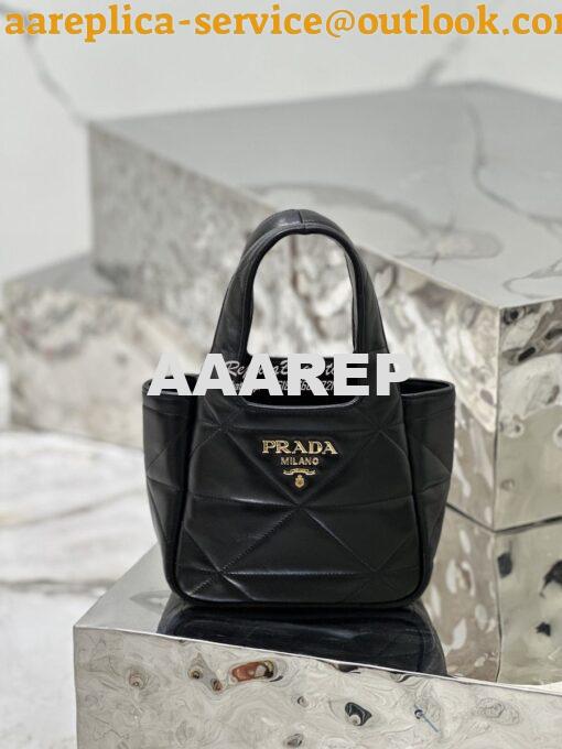 Replica Prada Small Nappa-leather Tote Bag with Topstitching 1BG451 Bl